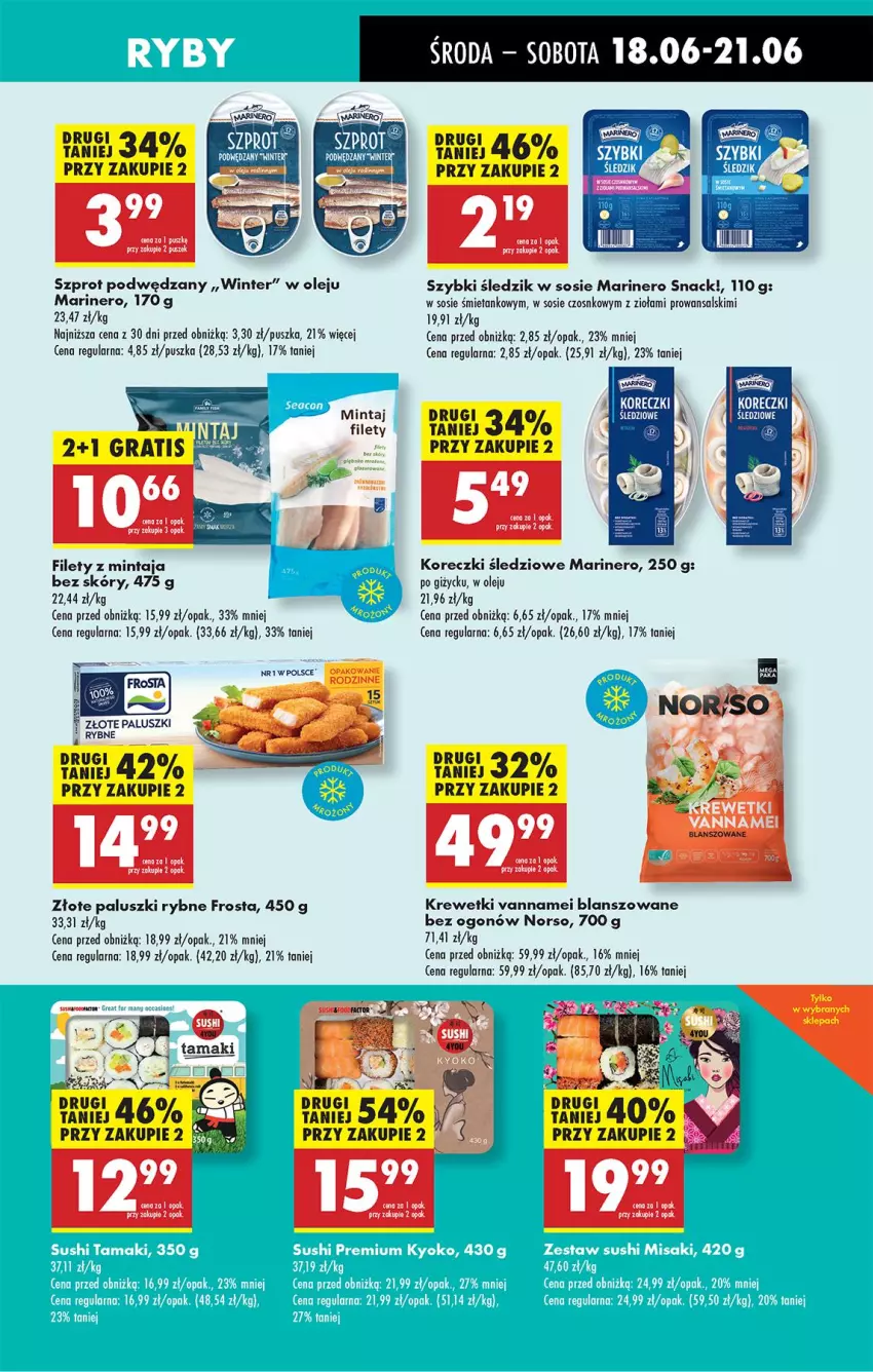 Gazetka promocyjna Biedronka - Od Środy - ważna 18.06 do 21.06.2025 - strona 37 - produkty: Amica, Fa, Frosta, Krewetki, Mintaj, Olej, Paluszki rybne, Sos, Szprot