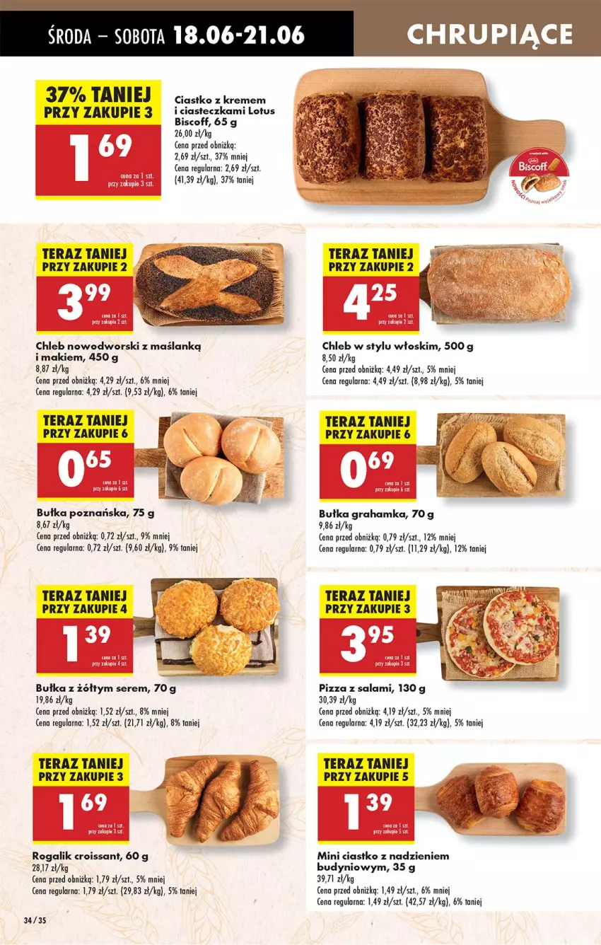 Gazetka promocyjna Biedronka - Od Środy - ważna 18.06 do 21.06.2025 - strona 38 - produkty: Bułka, Bułka grahamka, Chleb, Croissant, Gra, Pizza, Rogal, Salami, Ser, Tera