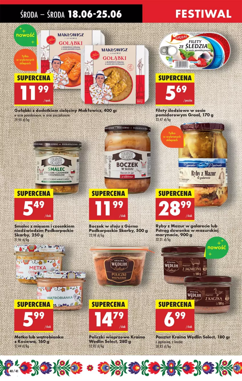 Gazetka promocyjna Biedronka - Od Środy - ważna 18.06 do 21.06.2025 - strona 44 - produkty: Bianka, Boczek, Dada, Fa, Gala, Gra, Graal, Iams, Karp, Pasztet, Pstrąg, Pstrąg dzwonka, Rura, Ser, Smalec, Sos