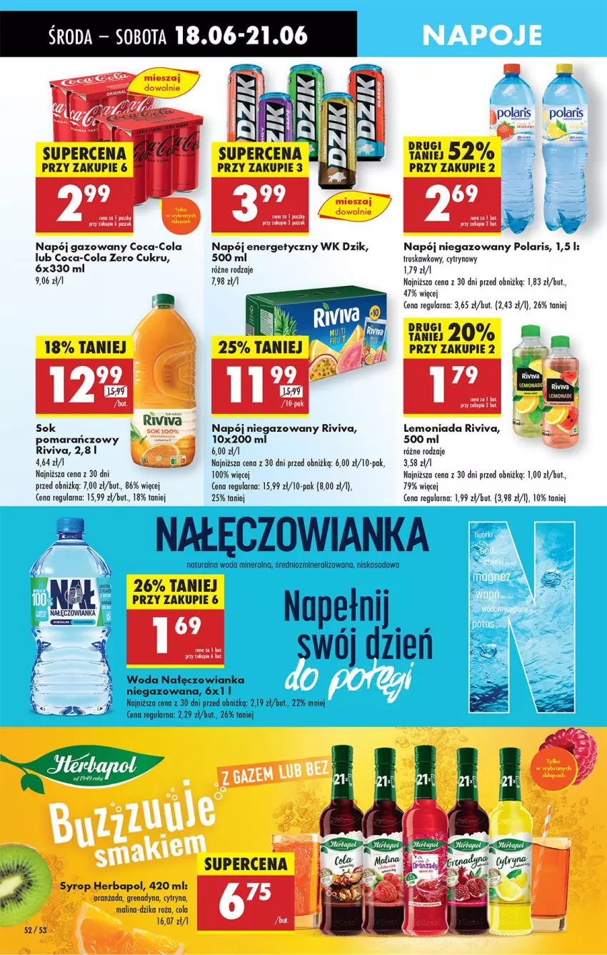 Gazetka promocyjna Biedronka - Od Środy - ważna 18.06 do 19.06.2025 - strona 58 - produkty: Coca-Cola, Herbapol, Lemoniada, Leon, Nałęczowianka, Napój, Napój energetyczny, Napój gazowany, Napój niegazowany, Oranżada, Woda, Woda mineralna