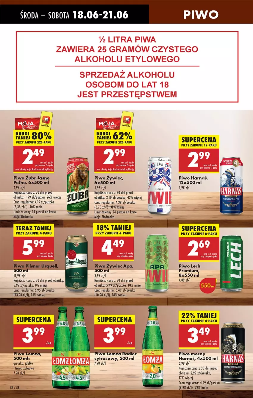 Gazetka promocyjna Biedronka - Od Środy - ważna 18.06 do 19.06.2025 - strona 60 - produkty: Harnaś, Lech Premium, Piwo, Radler, Tera