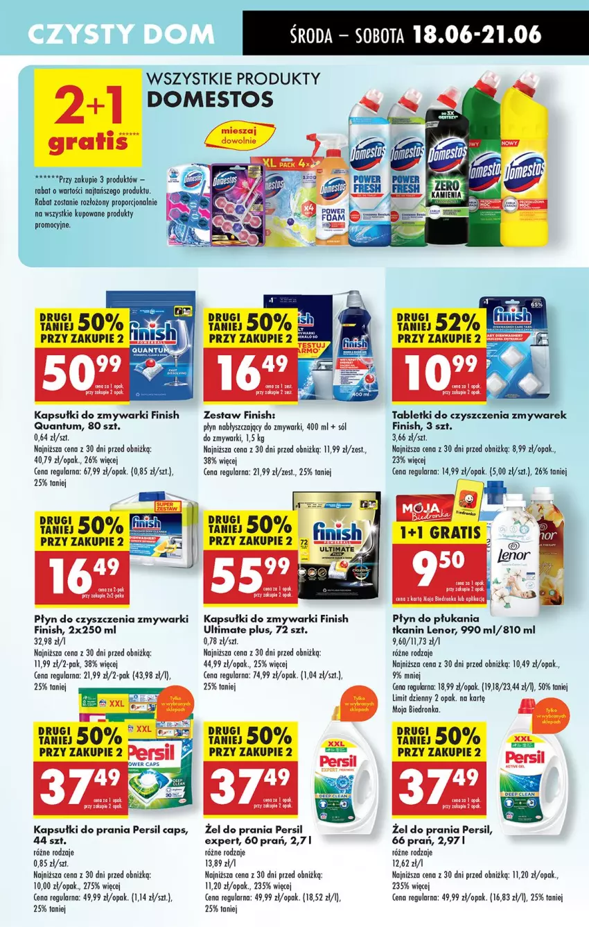 Gazetka promocyjna Biedronka - Od Środy - ważna 18.06 do 19.06.2025 - strona 67 - produkty: Domestos, Finish, Koc, Lenor, Leon, LG, Persil, Płyn do płukania, Płyn nabłyszczający, Por, Sól, Tablet, Zmywarki