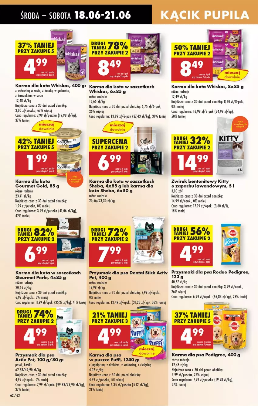 Gazetka promocyjna Biedronka - Od Środy - ważna 18.06 do 19.06.2025 - strona 68 - produkty: Gala, Gourmet Gold, Kurczak, Pedigree, Przysmak dla psa, Przysmaki, Puf, Sheba, Sos, Whiskas