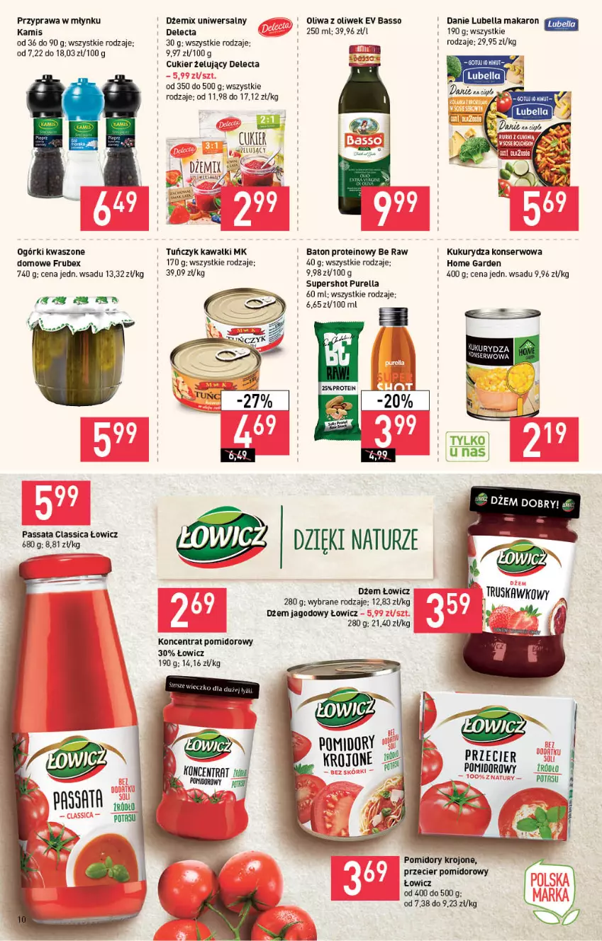 Gazetka promocyjna Stokrotka - Supermarket - ważna 22.07 do 28.07.2021 - strona 10 - produkty: Baton, Bell, Bella, Delecta, Dżem, Kamis, Kawa, Koncentrat pomidorowy, Kukurydza, Kukurydza konserwowa, Lubella, Makaron, Oliwa z oliwek, Pomidory, Pomidory krojone, Pur, Ser, Tuńczyk