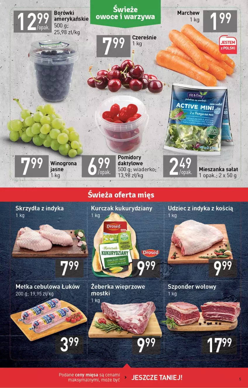 Gazetka promocyjna Stokrotka - Supermarket - ważna 22.07 do 28.07.2021 - strona 5 - produkty: Mieszanka sałat, Owoce, Pomidory, Sałat, Szponder wołowy, Warzywa, Wino, Winogrona