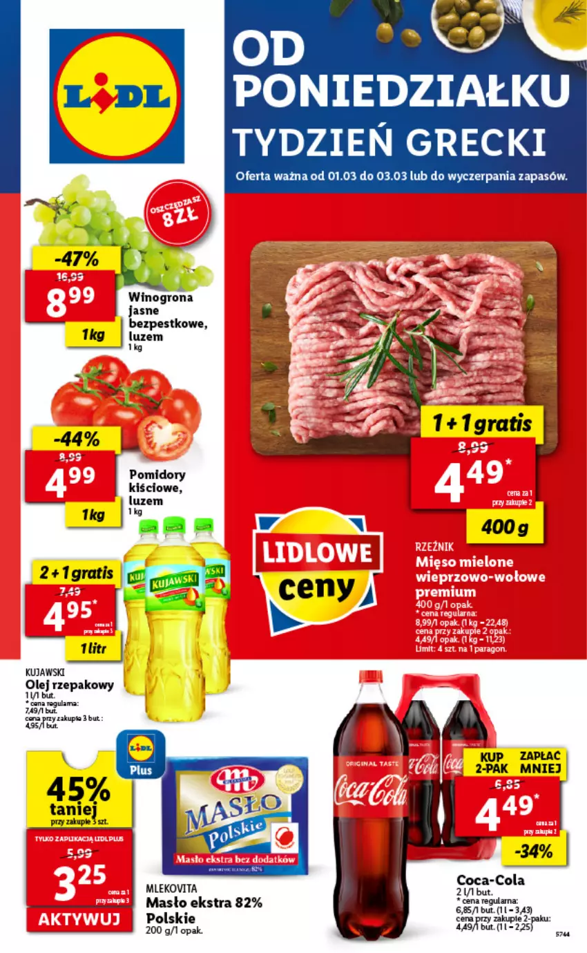 Gazetka promocyjna Lidl - GAZETKA - ważna 01.03 do 03.03.2021 - strona 1 - produkty: Kujawski, Masło, Mleko, Mlekovita, Olej, Olej rzepakowy, Pomidory, Vita C, Wino