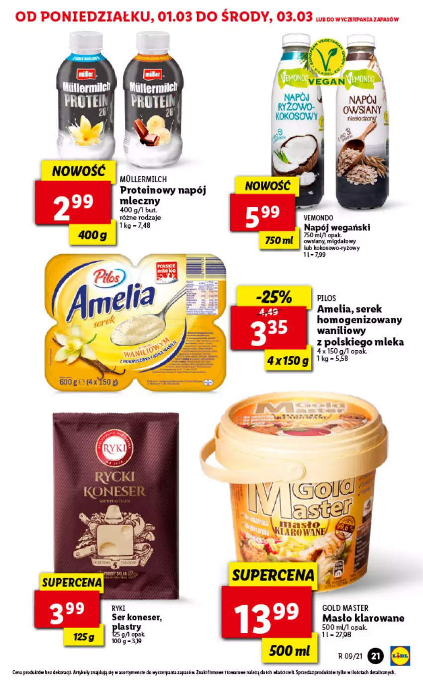 Gazetka promocyjna Lidl - GAZETKA - ważna 01.03 do 03.03.2021 - strona 21 - produkty: Kokos, Masło, Masło klarowane, Napój, Napój mleczny, Pilos, Ser, Serek