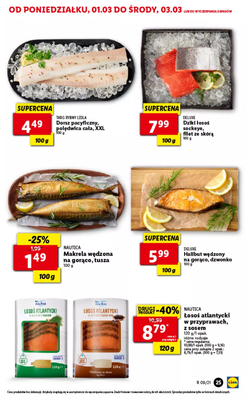 Gazetka promocyjna Lidl - GAZETKA - ważna 01.03 do 03.03.2021 - strona 25 - produkty: Dorsz, Halibut, Sos, Tusz