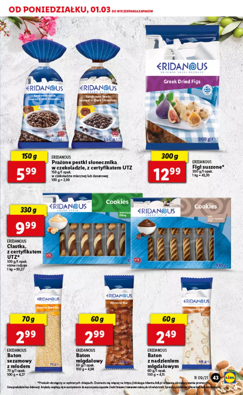 Gazetka promocyjna Lidl - GAZETKA - ważna 01.03 do 03.03.2021 - strona 43 - produkty: Baton, Ciastka, Deser, Ser, Sezam