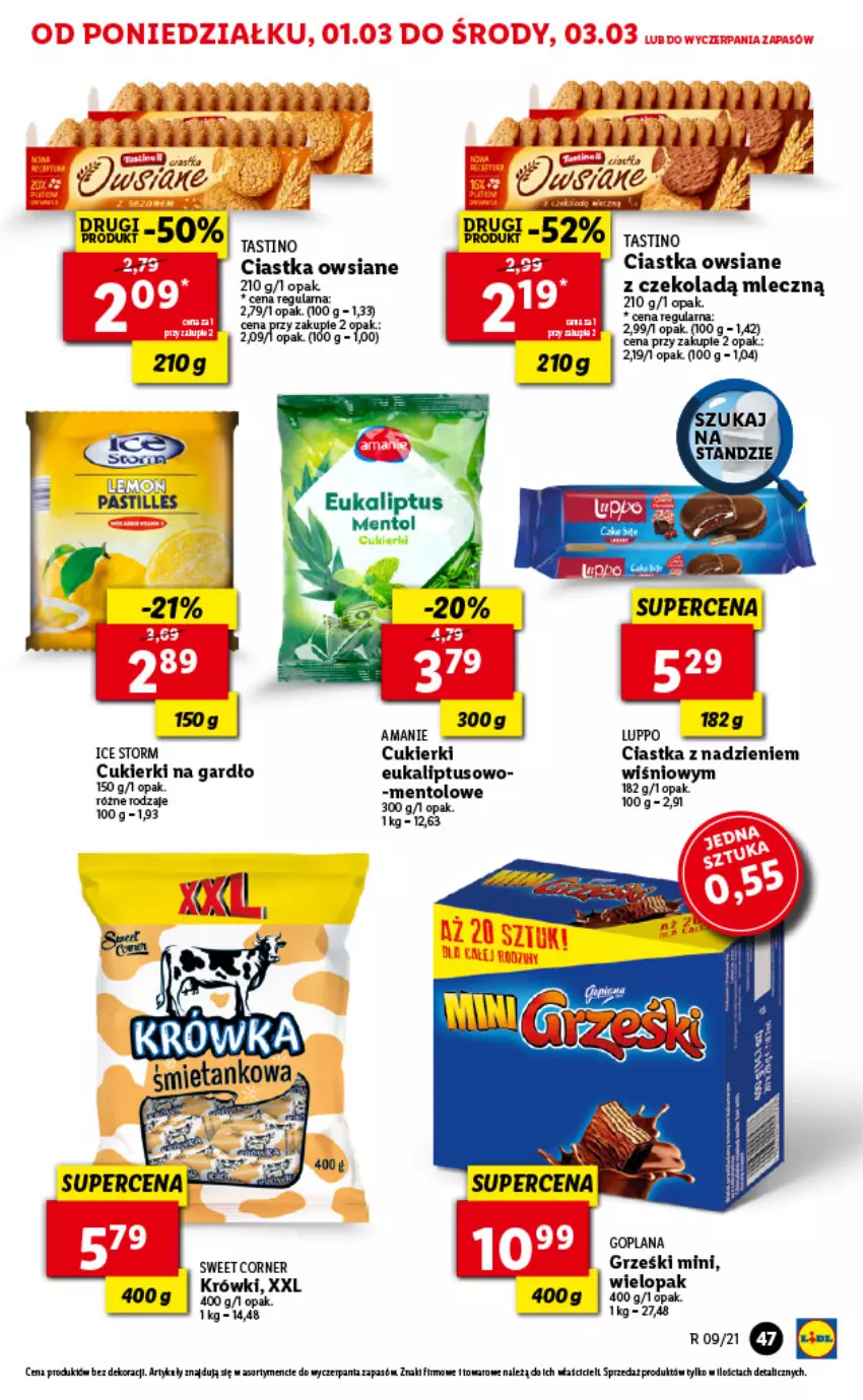 Gazetka promocyjna Lidl - GAZETKA - ważna 01.03 do 03.03.2021 - strona 47 - produkty: Acer, Ciastka, Ciastka owsiane, Cukier, Cukierki, Goplana, Grześki, LANA