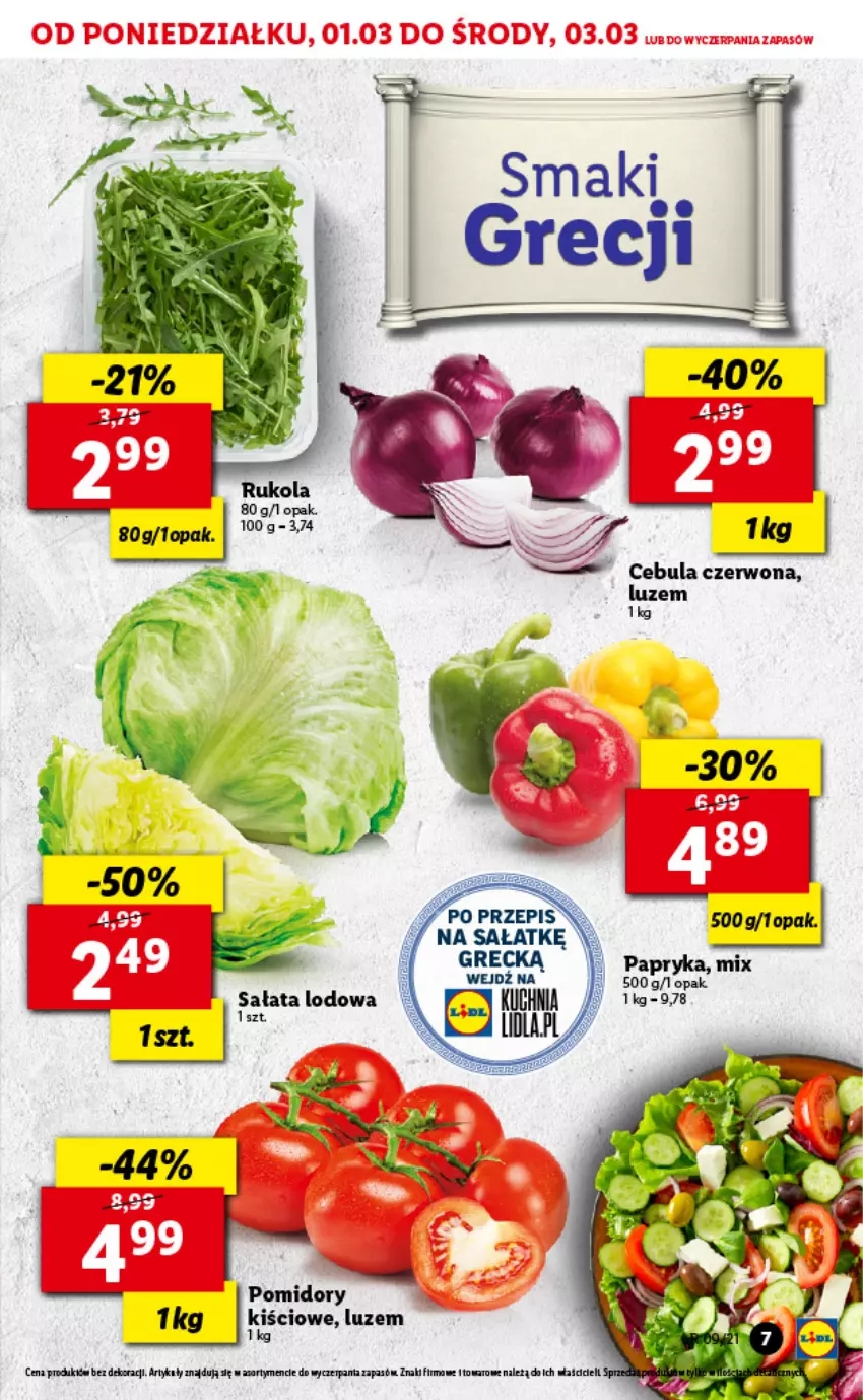 Gazetka promocyjna Lidl - GAZETKA - ważna 01.03 do 03.03.2021 - strona 7 - produkty: Cebula, Cebula czerwona, Sałat, Sałata lodowa