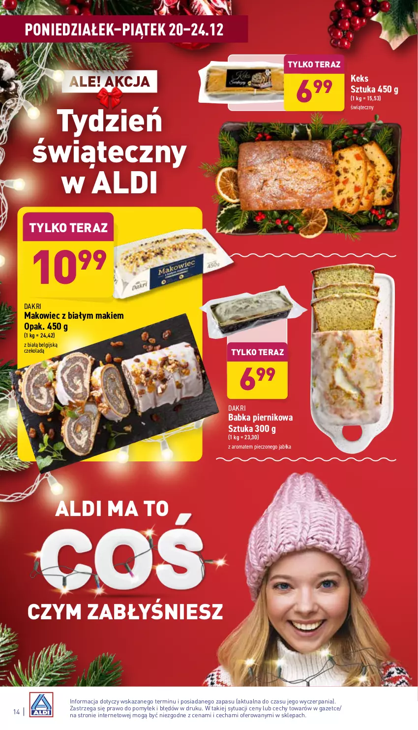 Gazetka promocyjna Aldi - Katalog spożywczy - ważna 20.12 do 24.12.2021 - strona 14 - produkty: Babka, Jabłka, LG, Makowiec, Piec, Piernik, Tera