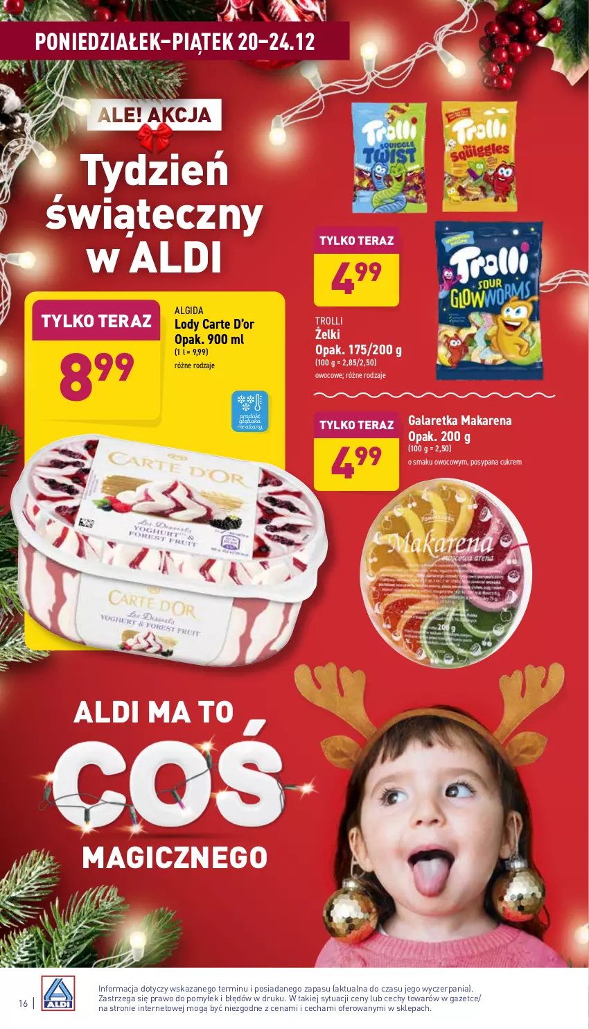 Gazetka promocyjna Aldi - Katalog spożywczy - ważna 20.12 do 24.12.2021 - strona 16 - produkty: Algida, Gala, Galaretka, LG, Lody, Tera