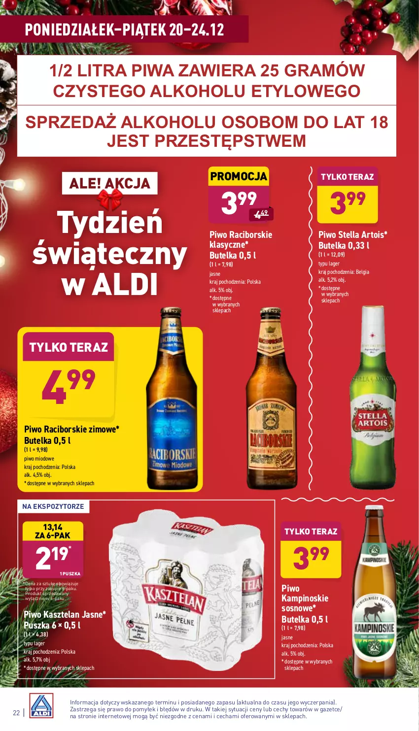 Gazetka promocyjna Aldi - Katalog spożywczy - ważna 20.12 do 24.12.2021 - strona 22 - produkty: Gra, Kasztelan, LG, Piwa, Piwo, Sos, Tera