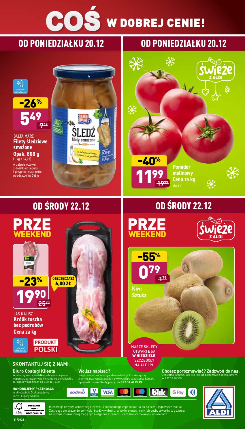 Gazetka promocyjna Aldi - Katalog spożywczy - ważna 20.12 do 24.12.2021 - strona 29 - produkty: Balta Mare, Biuro, Kiwi, Królik, O nas, Pomidor malinowy, Por, Tusz