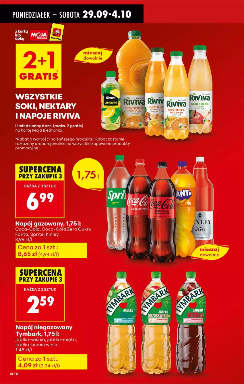 Gazetka promocyjna Biedronka - Od Poniedziałku - ważna 29.09 do 04.10.2025 - strona 10 - produkty: Coca-Cola, Fa, Fanta, Gra, Mięta, Napój, Napój gazowany, Napój niegazowany, Por, Sok, Sprite, Tymbark