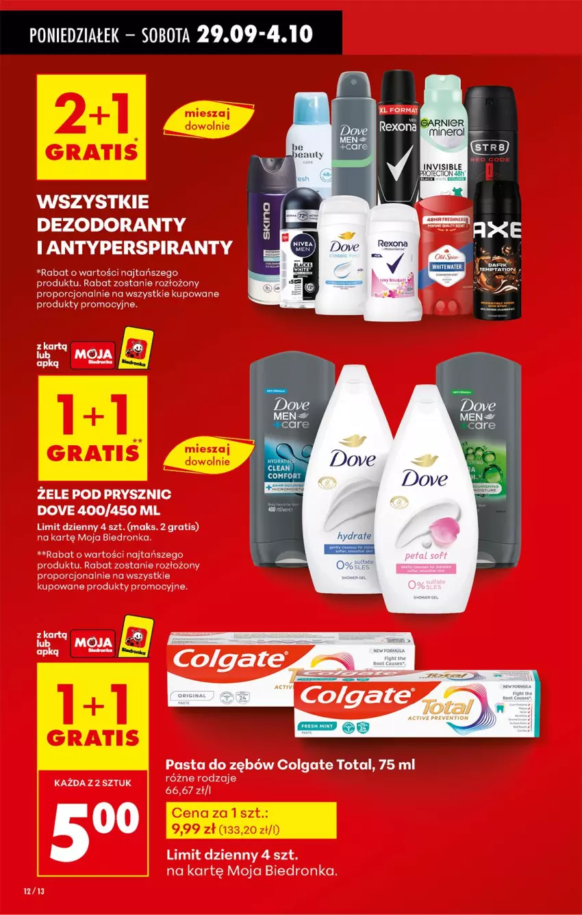 Gazetka promocyjna Biedronka - Od Poniedziałku - ważna 29.09 do 04.10.2025 - strona 12 - produkty: Colgate, Dove, Gra, LG, Pasta do zębów, Por