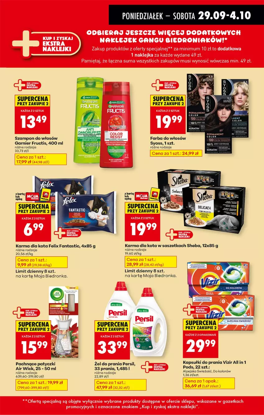 Gazetka promocyjna Biedronka - Od Poniedziałku - ważna 29.09 do 04.10.2025 - strona 37 - produkty: Air Wick, Fa, Fanta, Farba do włosów, Felix, Fructis, Garnier, Kapsułki do prania, Persil, Rama, Sheba, Syoss, Szampon, Vizir