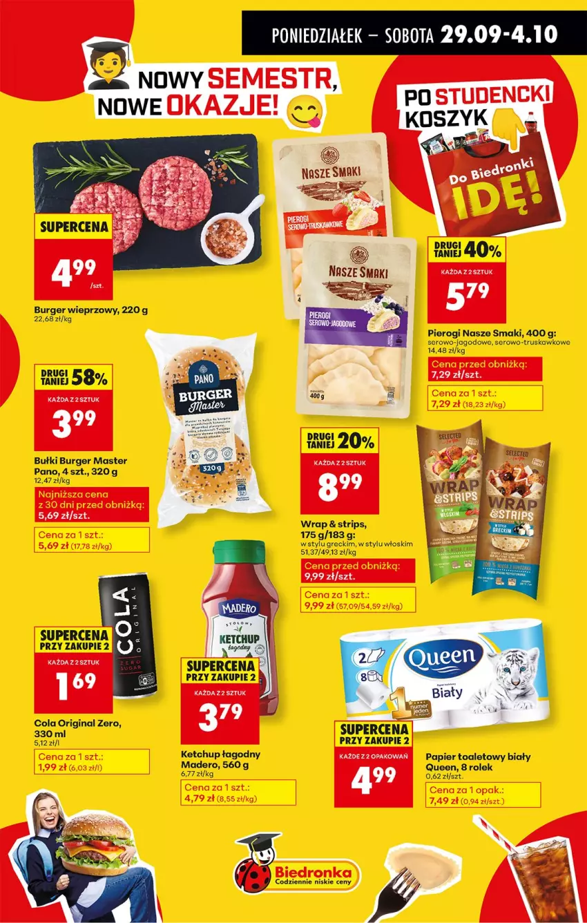 Gazetka promocyjna Biedronka - Od Poniedziałku - ważna 29.09 do 04.10.2025 - strona 41 - produkty: Brugi, Burger, Gin, Ketchup, Papier, Papier toaletowy, Pierogi, Ser