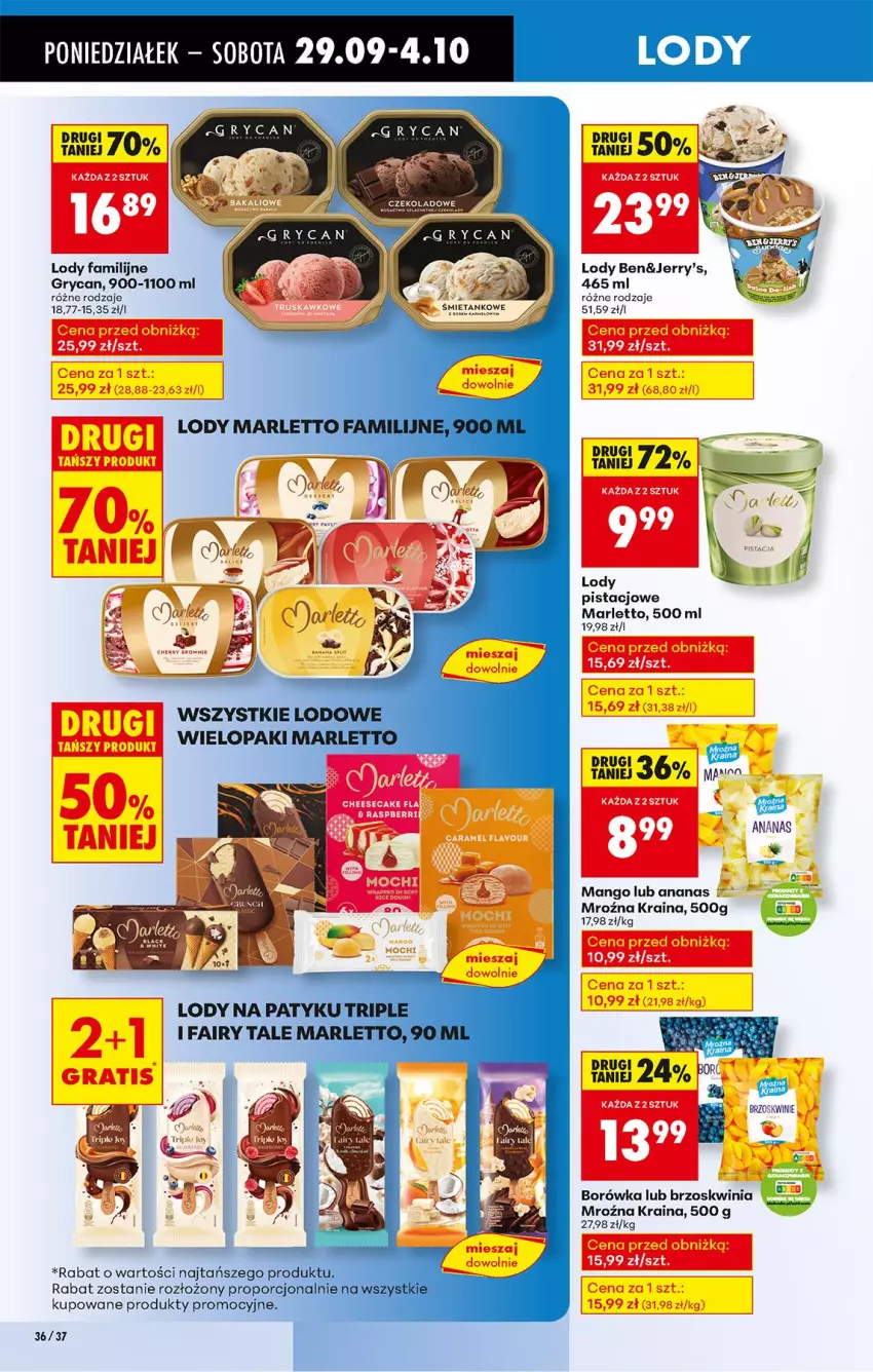 Gazetka promocyjna Biedronka - Od Poniedziałku - ważna 29.09 do 04.10.2025 - strona 46 - produkty: Ananas, Borówka, Brzoskwinie, Fa, Fairy, Gry, Lody, Mango, Por
