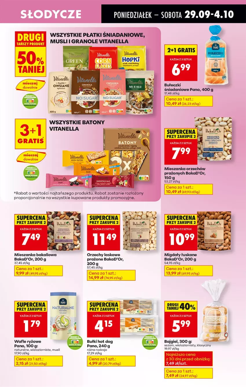 Gazetka promocyjna Biedronka - Od Poniedziałku - ważna 29.09 do 04.10.2025 - strona 57 - produkty: Baton, Danio, Gra, Hot dog, Mieszanka bakaliowa, Migdały, Migdały łuskane, Mus, Por, Ryż, Sezam, Wafle