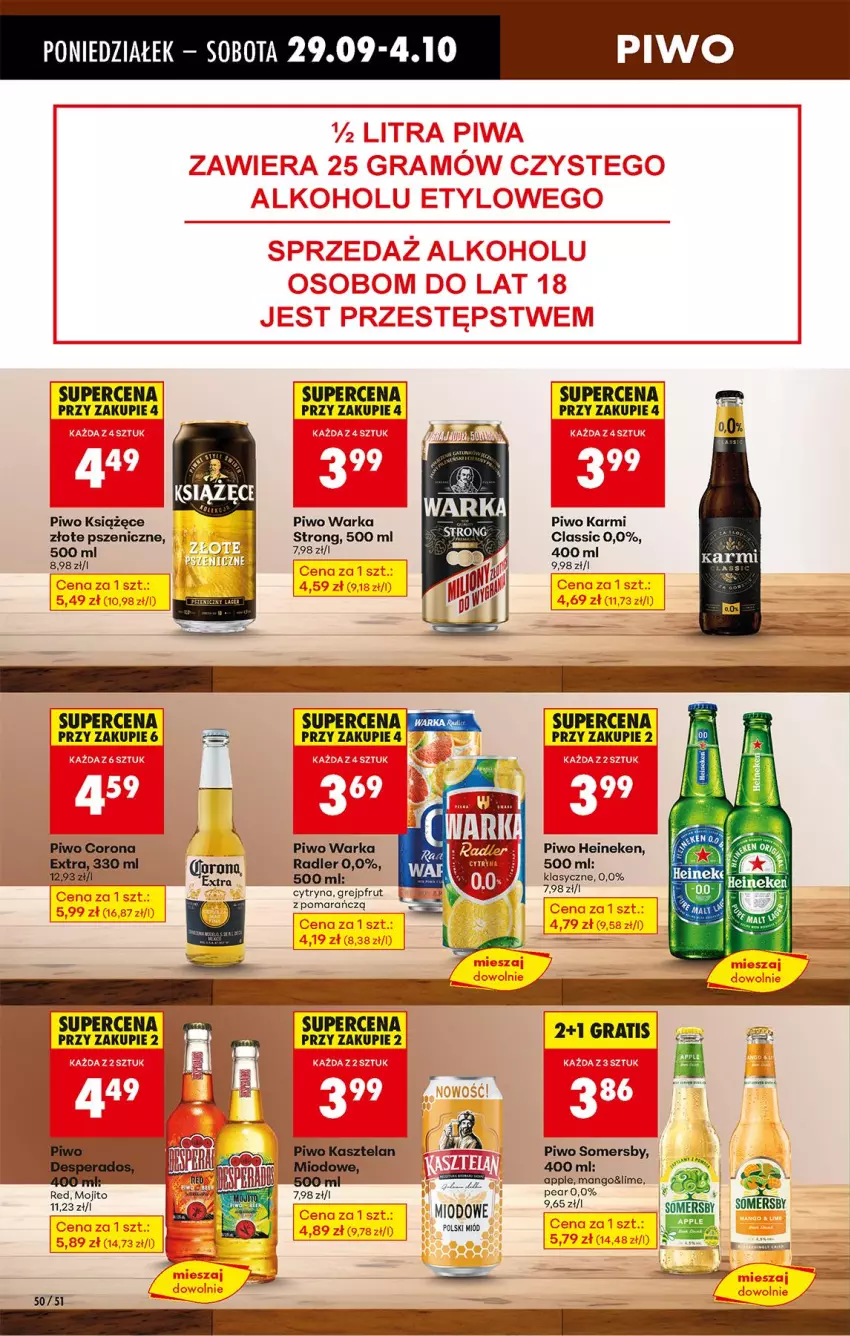 Gazetka promocyjna Biedronka - Od Poniedziałku - ważna 29.09 do 04.10.2025 - strona 62 - produkty: Gra, Grejpfrut, Heineken, Karmi, Książęce, Mango, Miód, Piwo, Radler, Somersby, Warka