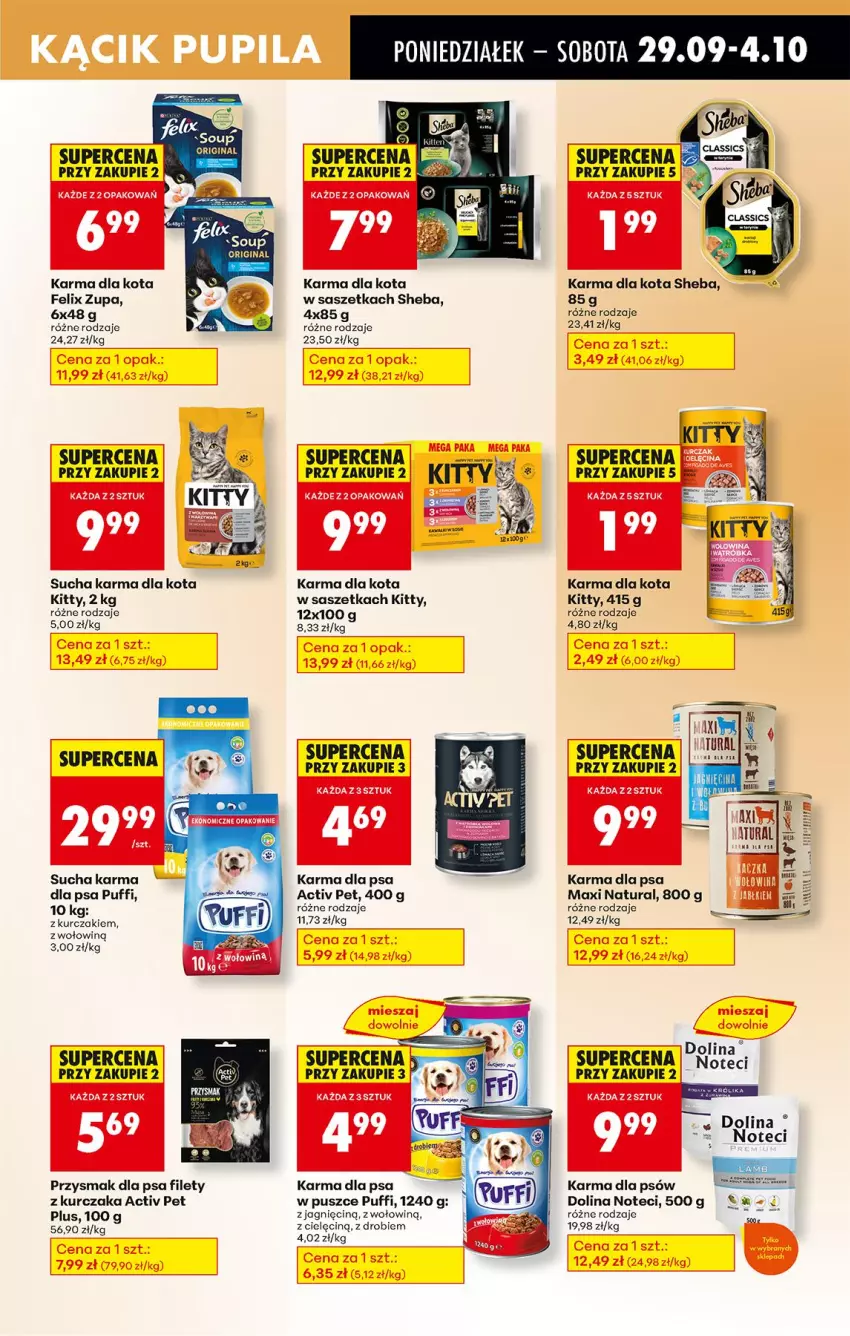 Gazetka promocyjna Biedronka - Od Poniedziałku - ważna 29.09 do 04.10.2025 - strona 73 - produkty: Fa, Felix, Gin, Kurczak, Przysmak dla psa, Puf, Sheba, Sucha karma, Zupa