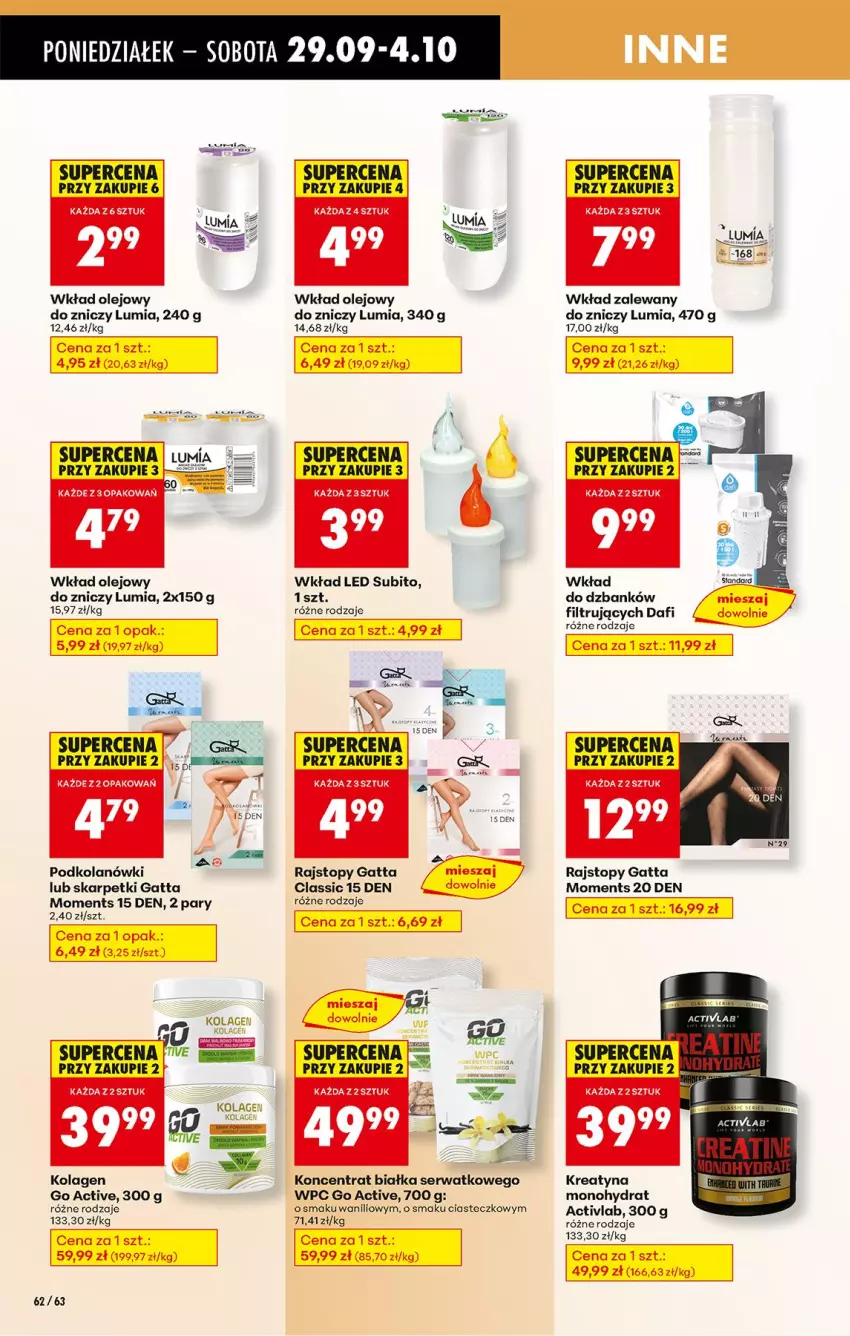 Gazetka promocyjna Biedronka - Od Poniedziałku - ważna 29.09 do 04.10.2025 - strona 74 - produkty: Gatta, Karp, Kolagen, Moments, Olej, Rajstopy, Ser, Skarpetki, Top, Wkład olejowy, Znicz