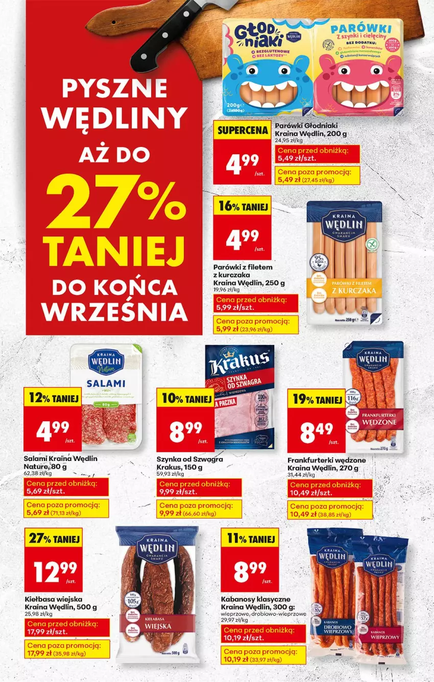 Gazetka promocyjna Biedronka - Od Poniedziałku - ważna 29.09 do 04.10.2025 - strona 79 - produkty: Frankfurterki, Gra, Kabanos, Kiełbasa, Kiełbasa wiejska, Krakus, Kurczak, Parówki, Salami, Szynka