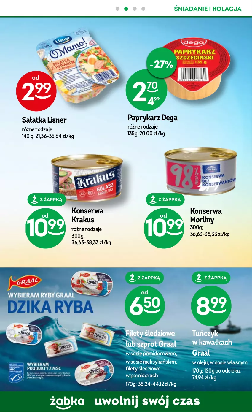 Gazetka promocyjna Żabka - ważna 16.08 do 29.08.2023 - strona 41 - produkty: Dega, Gra, Graal, Kawa, Krakus, Lisner, Morliny, Olej, Papryka, Paprykarz, Sałat, Sałatka, Ser, Sos, Szprot, Tuńczyk