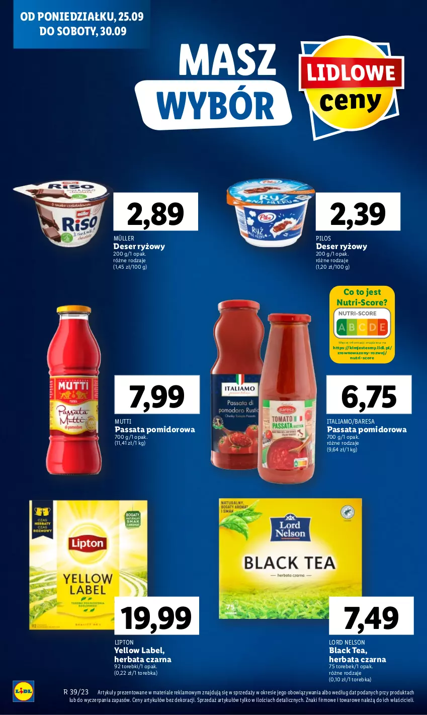 Gazetka promocyjna Lidl - GAZETKA - ważna 25.09 do 27.09.2023 - strona 14 - produkty: Deser, Herbata, Herbata czarna, Lack, Lipton, Müller, Pilos, Ryż, Ser, Torebka, Wazon