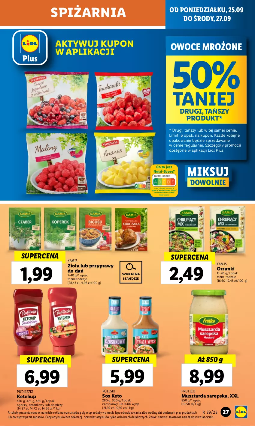 Gazetka promocyjna Lidl - GAZETKA - ważna 25.09 do 27.09.2023 - strona 37 - produkty: Kamis, Ketchup, Mus, Musztarda, Olej, Owoce, Przyprawy, Pudliszki, Sos, Wazon