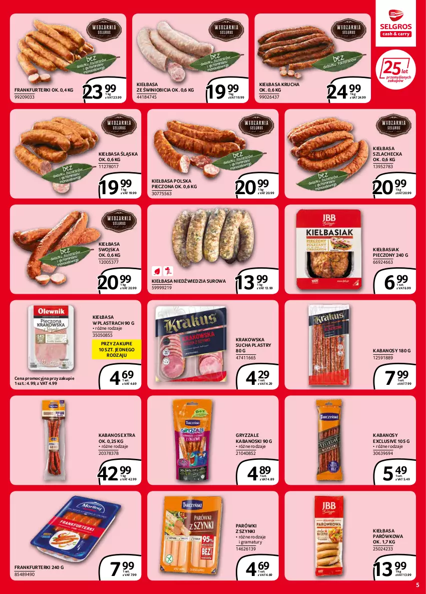 Gazetka promocyjna Selgros - Extra Oferta - ważna 01.02 do 28.02.2022 - strona 5 - produkty: Basia, BIC, Frankfurterki, Gra, Gry, Kabanos, Kiełbasa, Kiełbasa krucha, Kiełbasa śląska, Parówki, Parówki z szynki, Piec, Rama