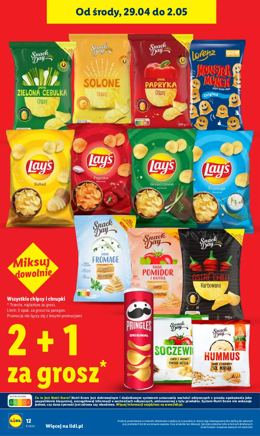 Gazetka promocyjna Lidl - Gazetka ważna od 29.04 do 2.05 - ważna 29.04 do 02.05.2026 - strona 12 - produkty: Chipsy, Chrupki