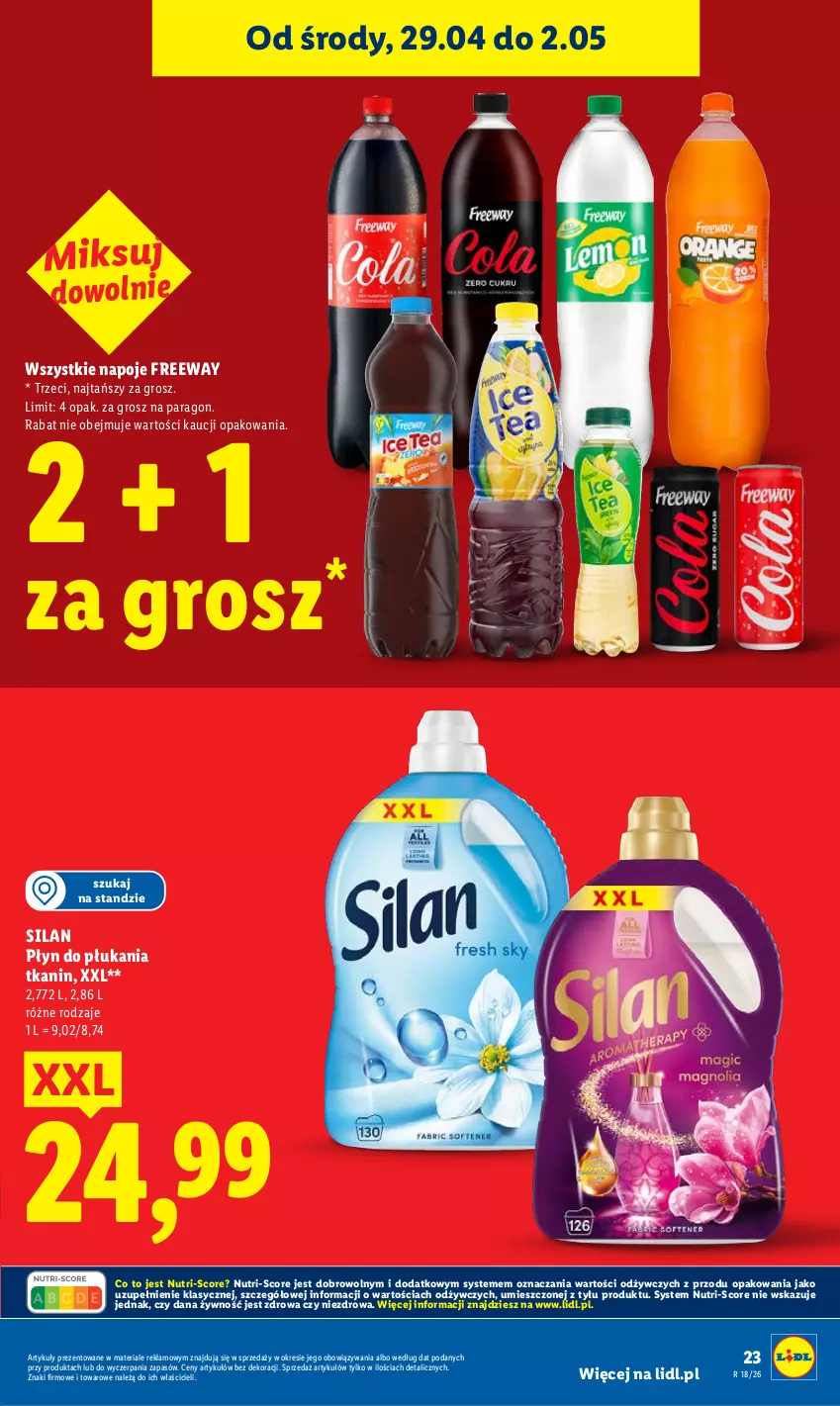 Gazetka promocyjna Lidl - Gazetka ważna od 29.04 do 2.05 - ważna 29.04 do 02.05.2026 - strona 23 - produkty: Napoje, Płyn do płukania, Silan