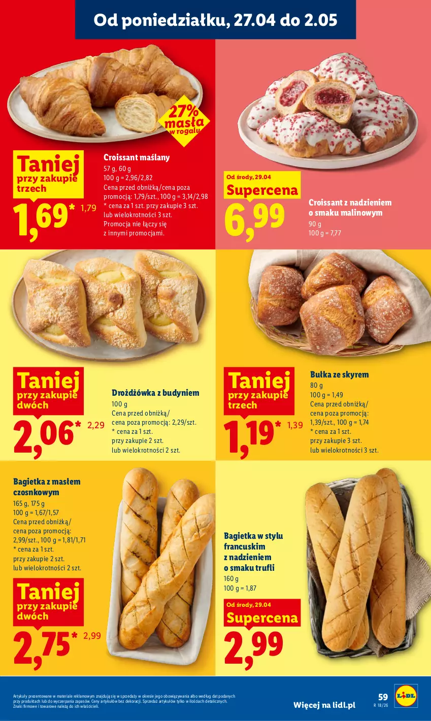 Gazetka promocyjna Lidl - Gazetka ważna od 29.04 do 2.05 - ważna 29.04 do 02.05.2026 - strona 59 - produkty: Bagietka, Bułka, Croissant, Rogal