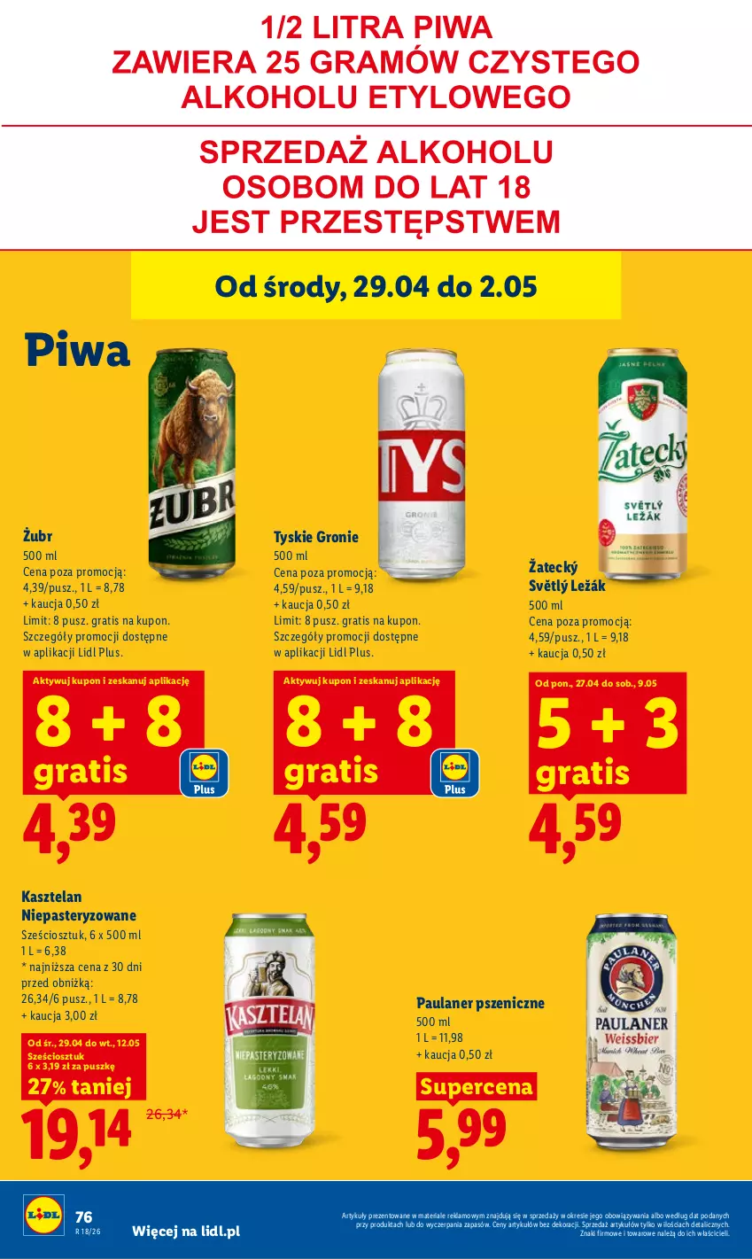 Gazetka promocyjna Lidl - Gazetka ważna od 29.04 do 2.05 - ważna 29.04 do 02.05.2026 - strona 78 - produkty: Gra, Kasztelan, Piwa, Tyskie