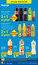 Gazetka promocyjna Lidl - Gazetka ważna od 29.04 do 2.05 - Gazetka - ważna od 02.05 do 02.05.2026 - strona 74 - produkty: Sok, Lemoniada, Napoje, Schweppes, Napój gazowany, Tymbark, Limonka, Napój