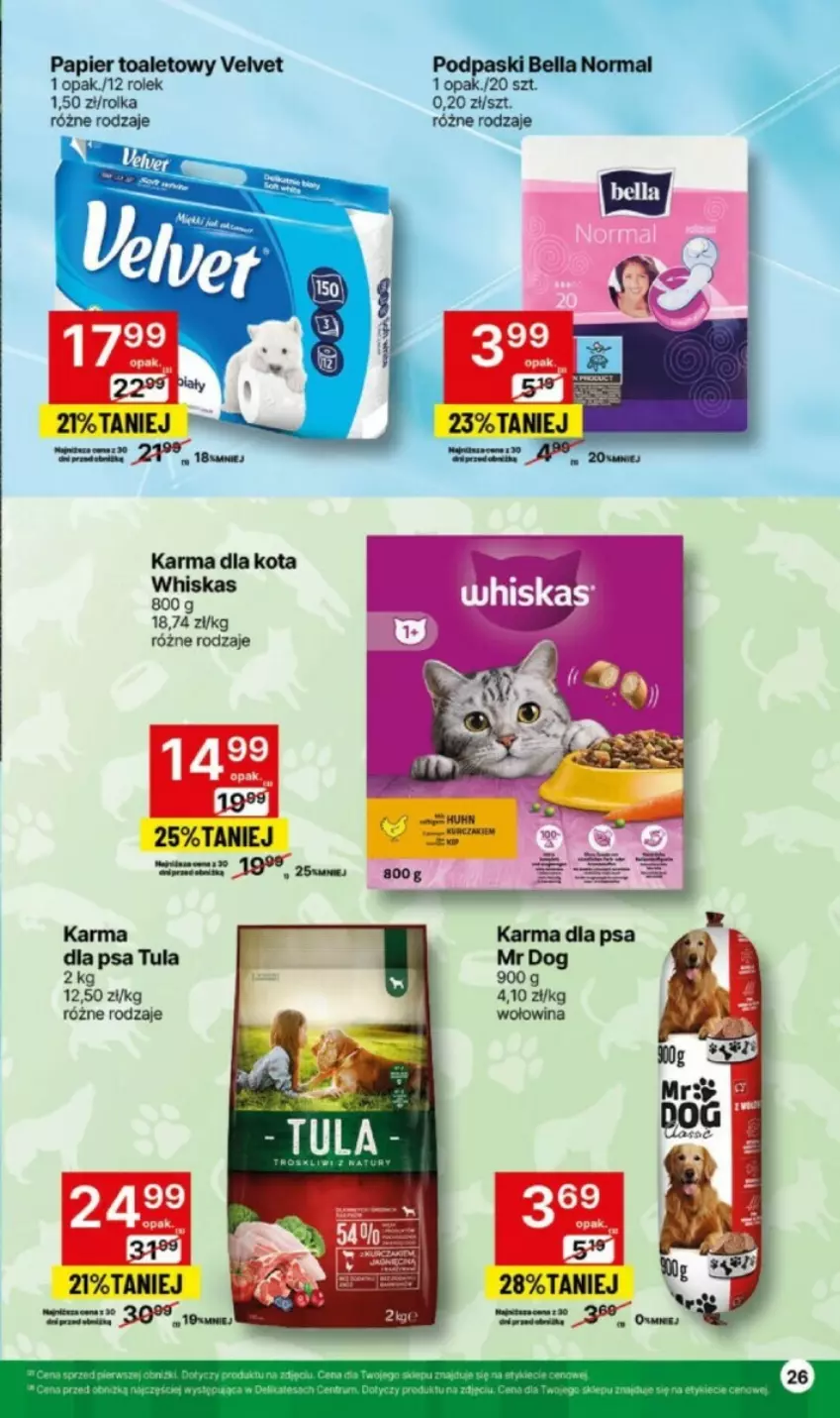 Gazetka promocyjna Delikatesy Centrum - ważna 05.02 do 11.02.2024 - strona 19 - produkty: Papier, Papier toaletowy, Velvet, Whiskas, Wołowina