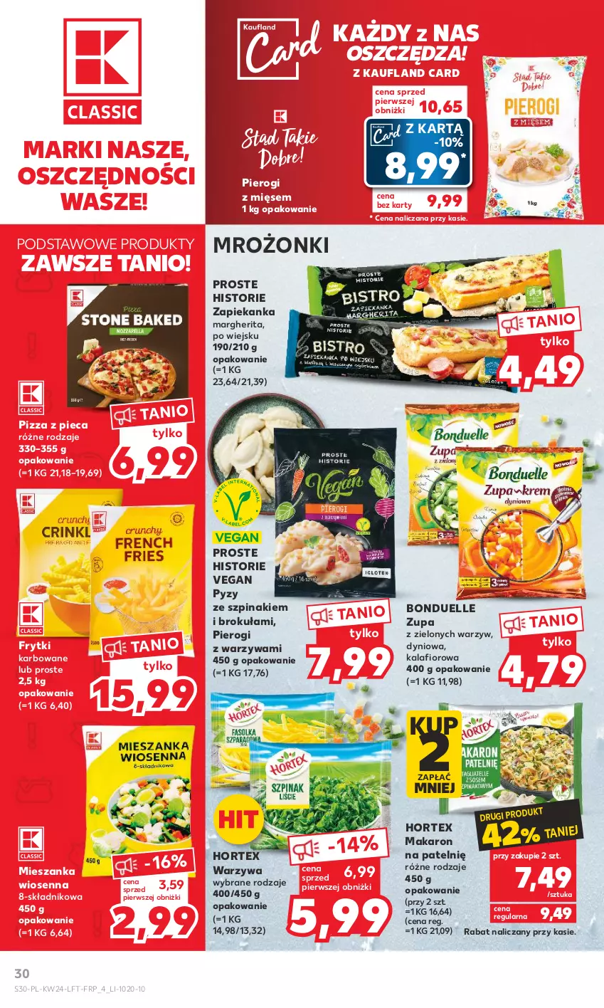 Gazetka promocyjna Kaufland - Gazetka tygodnia - ważna 15.06 do 21.06.2023 - strona 30 - produkty: Bonduelle, Frytki, Hortex, Kalafior, Makaron, Piec, Pierogi, Pizza, Szpinak, Warzywa, Zapiekanka, Zupa