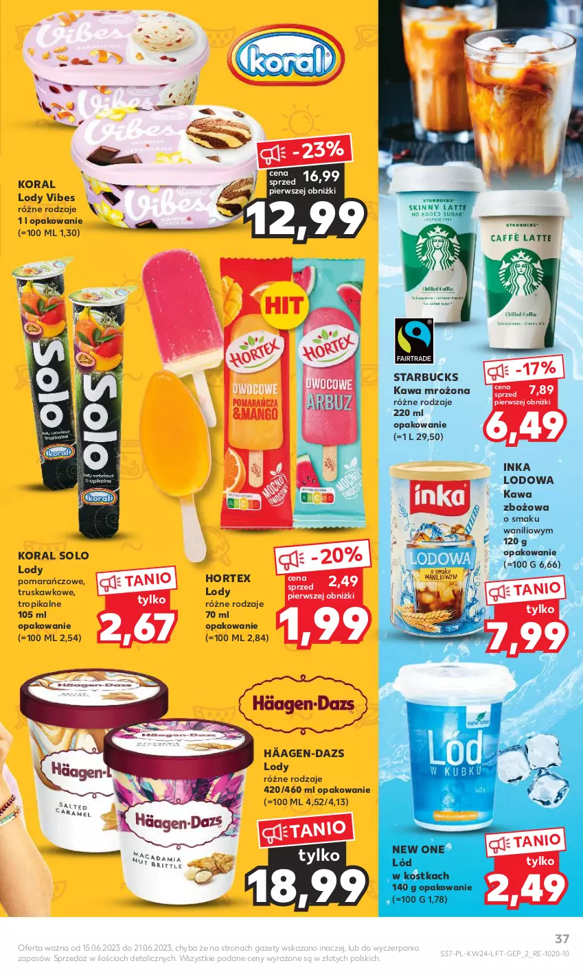 Gazetka promocyjna Kaufland - Gazetka tygodnia - ważna 15.06 do 21.06.2023 - strona 37 - produkty: Hortex, Inka, Kawa, Kawa zbożowa, Lody