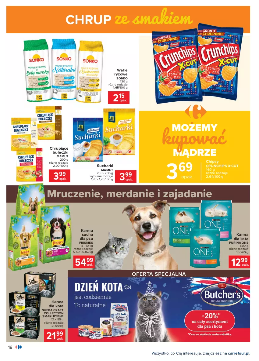 Gazetka promocyjna Carrefour - Gazetka Carrefour - ważna 15.02 do 27.02.2021 - strona 18 - produkty: Bułeczki, Chipsy, Crunchips, Friskies, Pur, Purina, Ryż, Sheba, Sonko