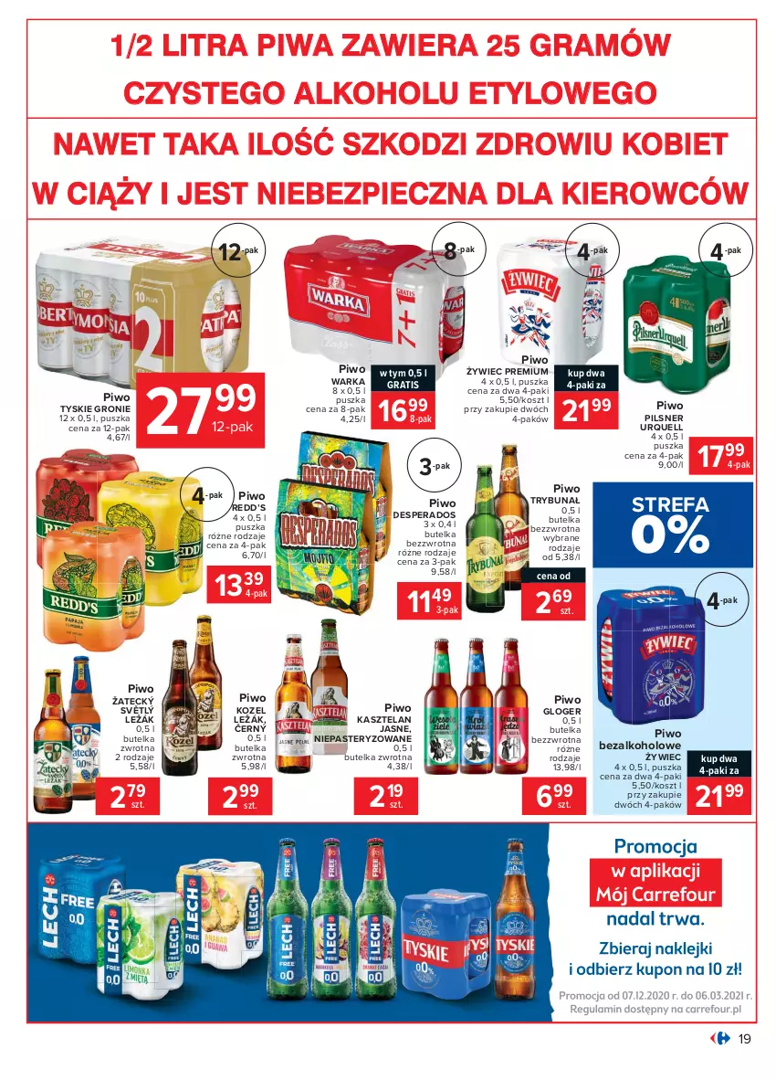 Gazetka promocyjna Carrefour - Gazetka Carrefour - ważna 15.02 do 27.02.2021 - strona 19 - produkty: Desperados, Fa, Gra, Kasztelan, Kosz, Kozel, Piec, Pilsner Urquell, Piwa, Piwo, Tyskie, Warka