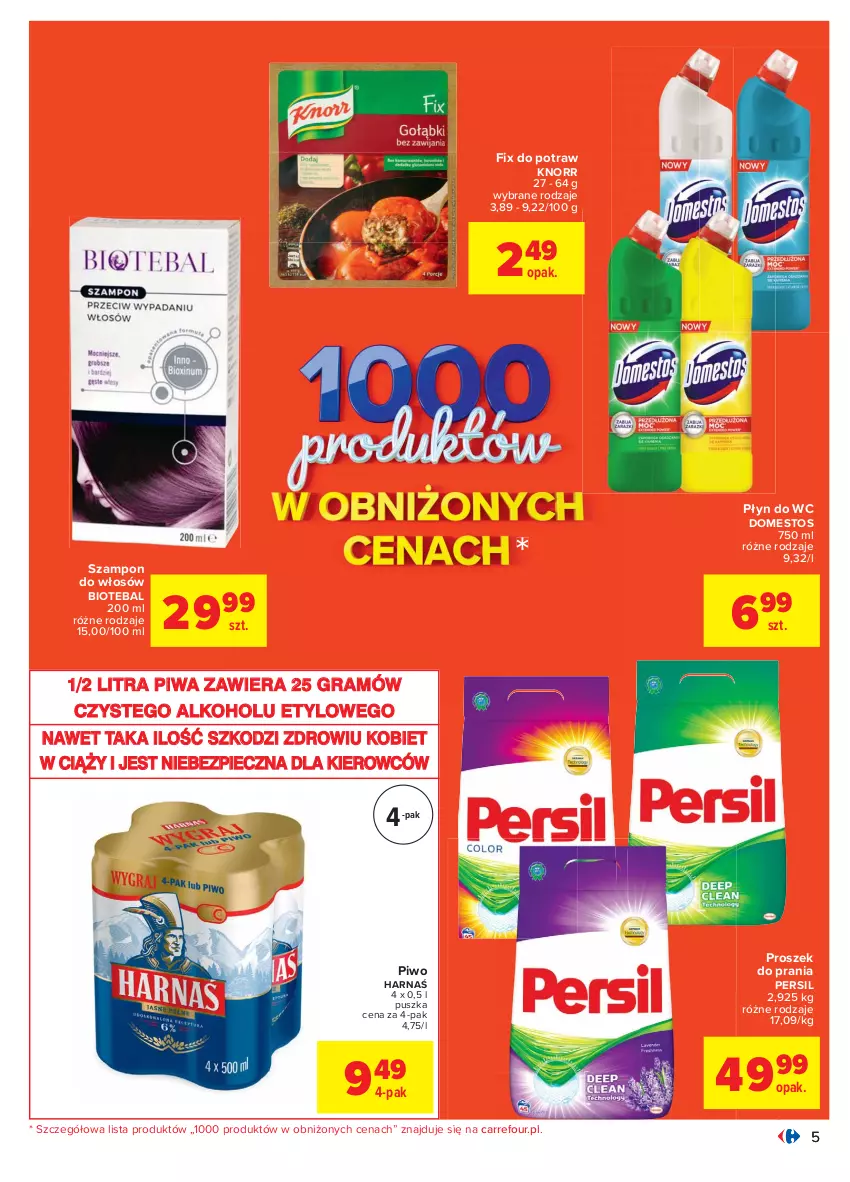 Gazetka promocyjna Carrefour - Gazetka Carrefour - ważna 15.02 do 27.02.2021 - strona 5 - produkty: BIOTEBAL, Domestos, Gra, Harnaś, Knorr, Persil, Piec, Piwa, Piwo, Płyn do wc, Proszek do prania, Szampon