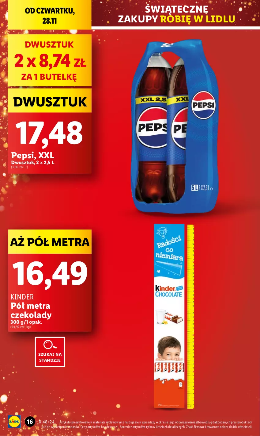 Gazetka promocyjna Lidl - GAZETKA - ważna 28.11 do 30.11.2024 - strona 16 - produkty: Karmi, Kinder, Pepsi, Znicz