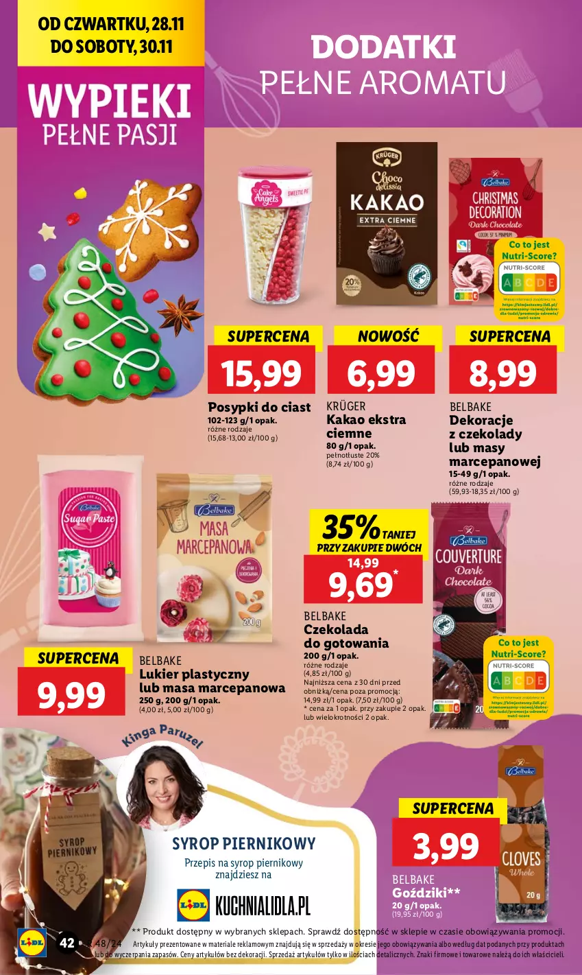 Gazetka promocyjna Lidl - GAZETKA - ważna 28.11 do 30.11.2024 - strona 42 - produkty: Czekolada, Kakao, Piernik, Syrop