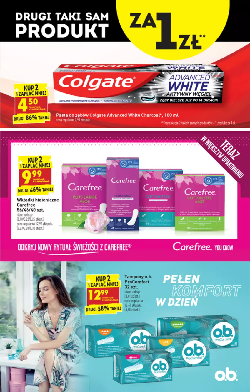 Gazetka promocyjna Biedronka - W tym tygodniu PN - ważna 10.05 do 15.05.2021 - strona 47 - produkty: Carefree, Colgate, LG, O.B., Pasta do zębów, Tampony, Wkładki