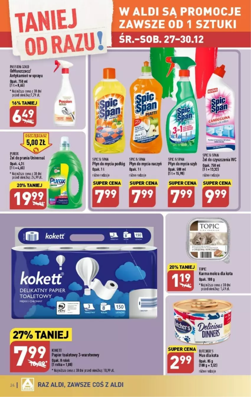 Gazetka promocyjna Aldi - ważna 27.12 do 30.12.2023 - strona 17 - produkty: Do mycia naczyń, Mus, Papier, Papier toaletowy, Płyn do mycia, Płyn do mycia naczyń, Pur, Tusz