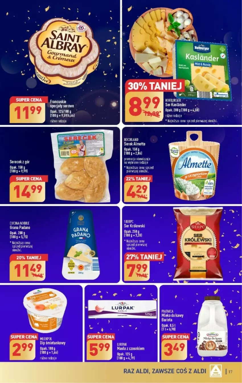 Gazetka promocyjna Aldi - ważna 27.12 do 30.12.2023 - strona 9 - produkty: Almette, Gra, Hochland, Królewski, Masło, Mleko, Ser, Serek