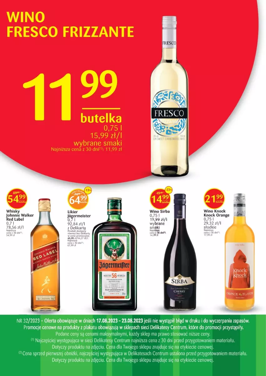 Gazetka promocyjna Delikatesy Centrum - Folder alkoholowy DC32 - ważna 17.08 do 23.08.2023 - strona 2 - produkty: Fresco, Jagermeister, Johnnie Walker, Likier, Rum, Ser, Whisky, Wino